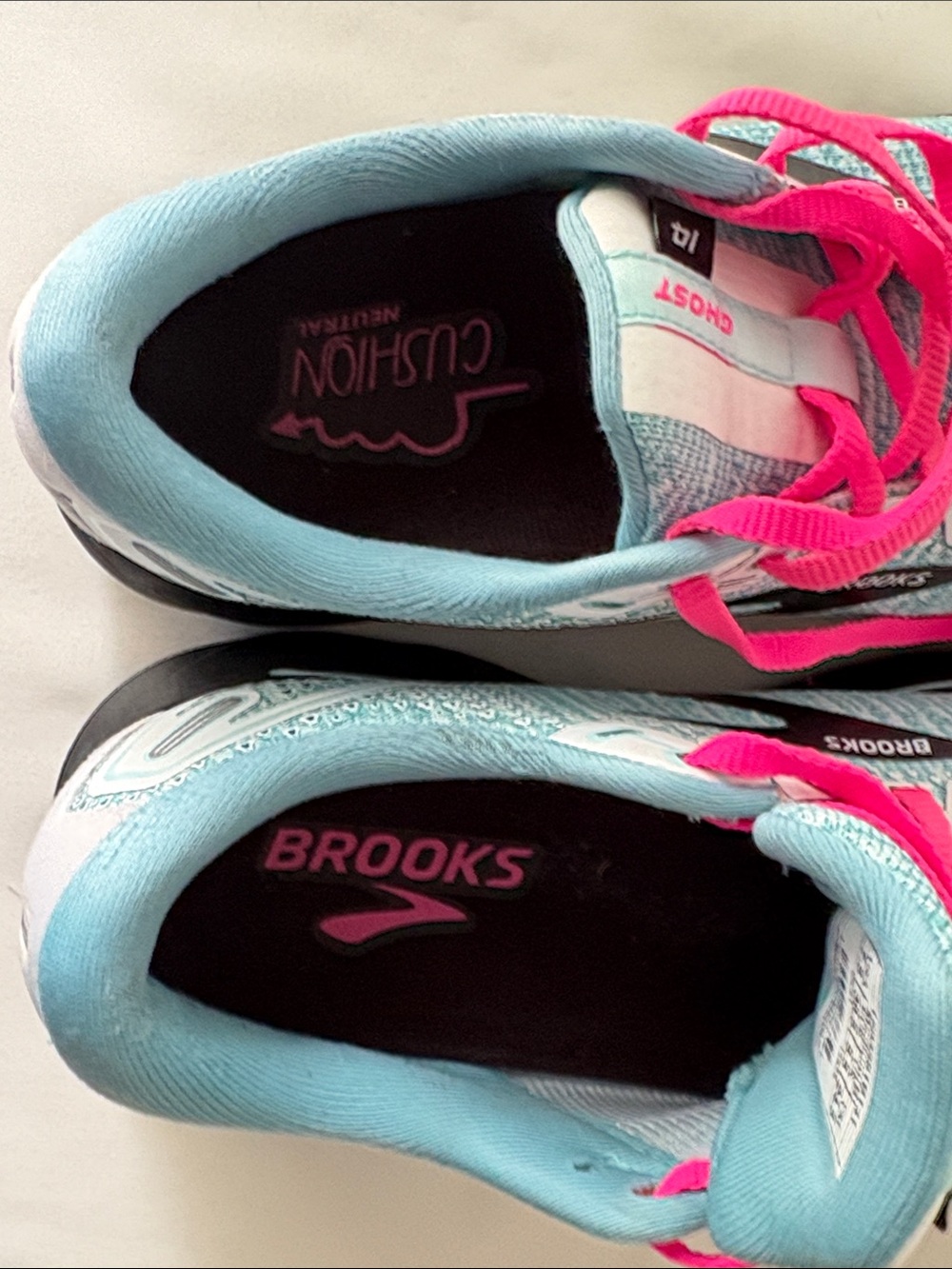 Brooks Women’s Ghost 14 Neutral Running Shoes — Light Blue with Pink Laces. - Picture 13 of 15